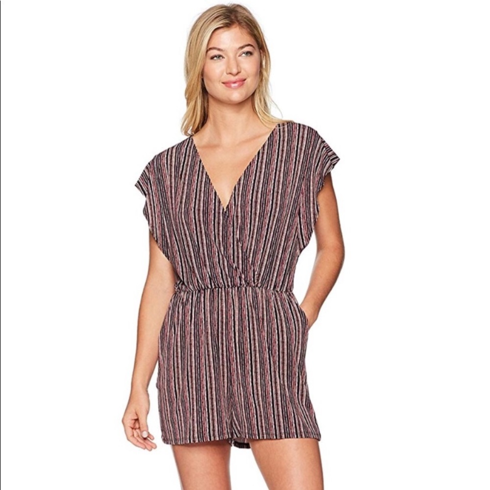 BCBG Pink and Black short sleeved romper